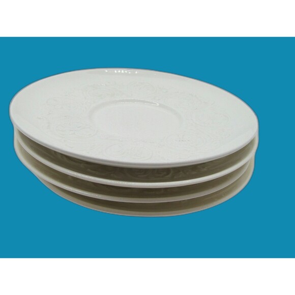 Wedgwood Patrician Ivory Cup And Saucer Set Of 2 Cups 4 Saucers 1 Dessert Plate - Picture 11 of 11